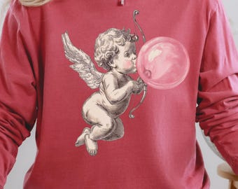 Vintage Cupid Bubblegum Cherub Comfort Colors Tee Or Sweatshirt: Retro Art