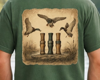 Vintage Duck Call Hunting Comfort Colors Tee: Mallard Ducks, Waterfowl Outdoorsman Gift