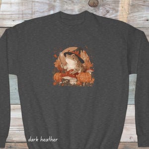 Sweat-shirt crapaud sorcier pour enfants : col rond Cottagecore grenouille d'automne
