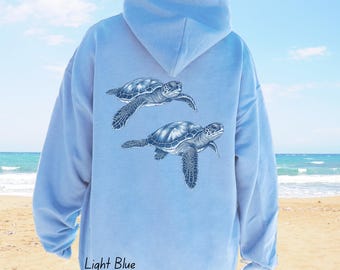 Sudadera con capucha de tortuga marina: Sudadera para amantes del océano costero.