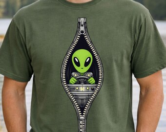 Alien Driving UFO Graphic Tee: Sci Fi Space Lover Apparel - Etsy