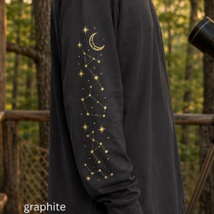 Shirt met lange mouwen en print van hemelse sterrenbeelden – Astrologisch sweatshirt met maanfasen