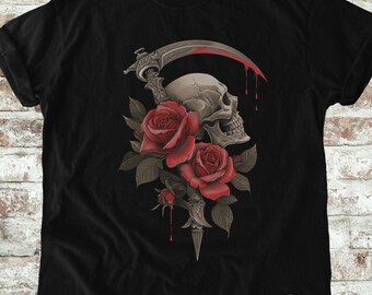 Comfort Colors Skull Rose Shirt Gothic Dark Romance Emotional Alternative Love Gift for Her Him
