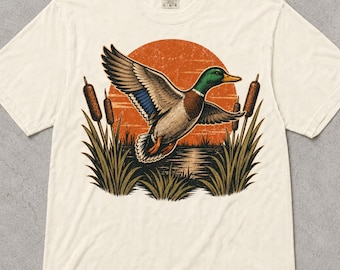 Waterfowl Duck Hunting Shirt: Mallard Retriever Marsh Scene Tee