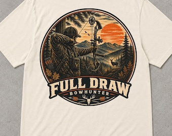 Full Draw Bowhunter Shirt: Vintage Archery Hunting Tee (Long Sleeve)