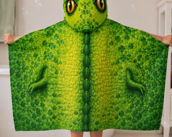 Kids Dinosaur Hooded Towel: Green Beach, Bath, Pool Cover Up
