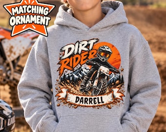 Personalized Dirt Bike Hoodie, Custom Motocross Name Tee, Boys Rider Gift