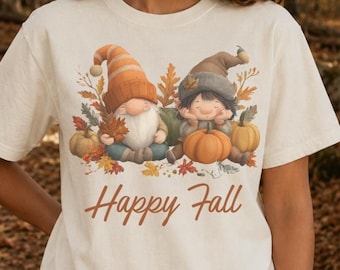 Happy Fall Gnomes Comfort Colors Shirt: Autumn Pumpkins Graphic Sweatshirt
