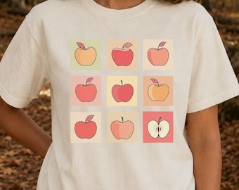 Vintage Apple Comfort Colors T-Shirt, Teacher Fall Graphic Top or Reusable Tote