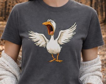 Funny Screaming Goose Comfort Colors T-Shirt, Quirky Animal Tee Mental Health Gift