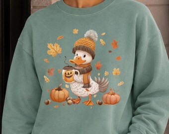 Halloween Goose Comfort Colors T-Shirt Or Sweatshirt, Fall Goose Pumpkin