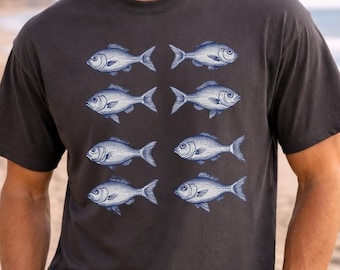 T-shirt med vintagemotiv: Rustik fiskare utomhusäventyr T-shirt pappagåva