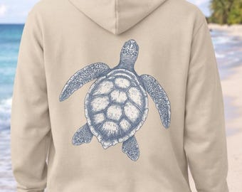 Felpa con cappuccio Vintage Vibe Sea Turtle: felpa per gli amanti della spiaggia e dell'aria aperta