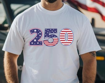 Comfort Colors 250 Years USA Flag Shirt - Vintage Patriotic Tee