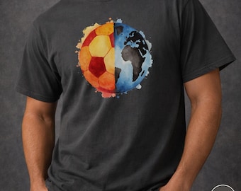 Camiseta Soccer Earth Watercolor Comfort Colors, regalo para jugadores de fútbol de todo el mundo, prenda ideal para el día del partido.