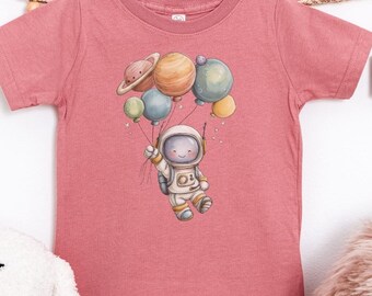 Astronaut Planet Balloons Toddler T-Shirt, Space Adventure Kids Gift