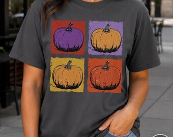 Vintage Pumpkin Pop Art Comfort Colors Shirt Retro Halloween Tee Fall Harvest Graphic Sweatshirt