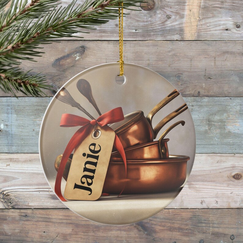 Tag Cookware Vintage Copper Cookware Personalized Christmas Ornament Custom Kitchen ...