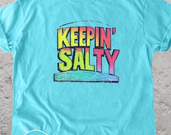 Camiseta Grunge Keepin' Salty: Camiseta playera retro con colores cómodos