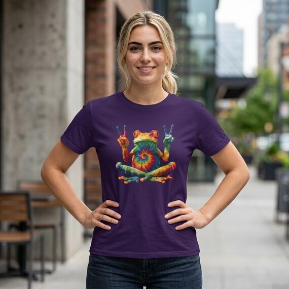 Tie Dye Peace Frog T-Shirt: Trippy Hippie Psychedelic Tee
