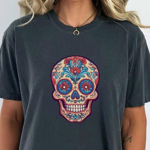 Comfort Colors Sugar Skull Tee: Dia de los Muertos Shirt