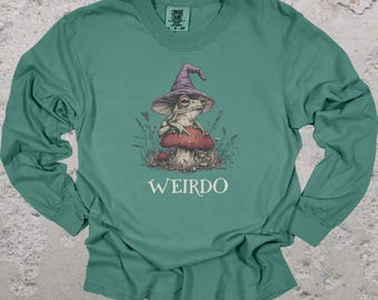 Weirdo Frog Comfort Colors Langarmshirt : Cottagecore Zauberer-T-Shirt