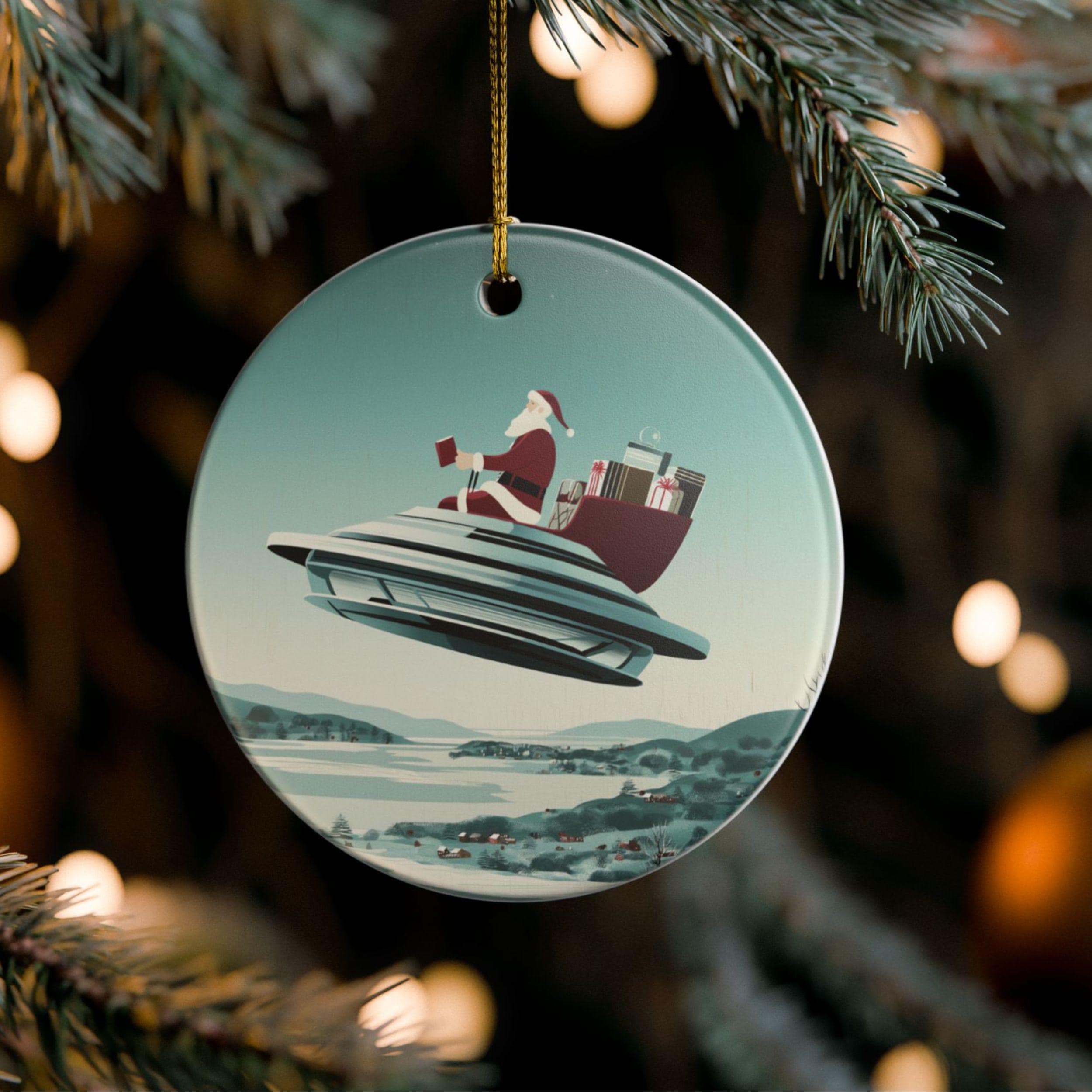 奇妙なサンタUFOクリスマスオーナメント：エイリアン誘拐ホリデー