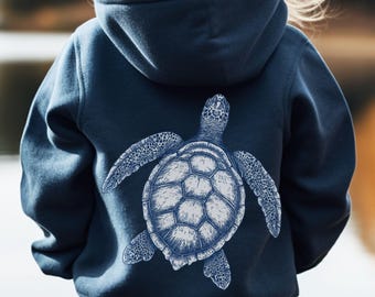 Młodzieżowa bluza z kapturem z żółwiem morskim, bluza dla miłośników oceanu, prezent dla dziecka