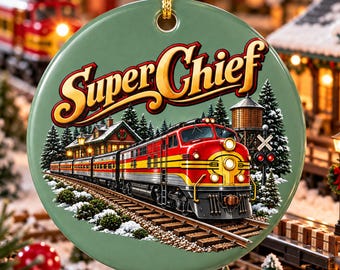 Decorazione natalizia a forma di treno Super Chief, souvenir per modellismo ferroviario, decorazione con locomotiva diesel vintage