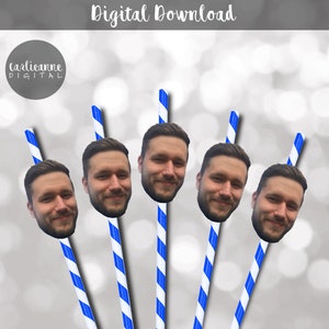 Bräutigam Gesicht Strohhalme, Bachelorette Lustiges Gesicht Stroh für Braut Cup, Gesicht Bachelorette Party Decor, Gesichtsdekoration Benutzerdefinierte Foto Party Decor