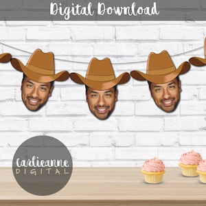 Groom Cowboy Hat Banner for Last Rodeo Bachelorette Party, Face Decorations, Bachelorette Decorations, Bachelor Party Banner, Groom Face