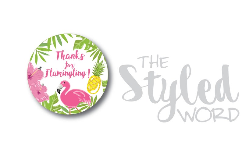 Flamingo & Pineapple Theme Thank You Goodie Bag Tags Favor Etsy