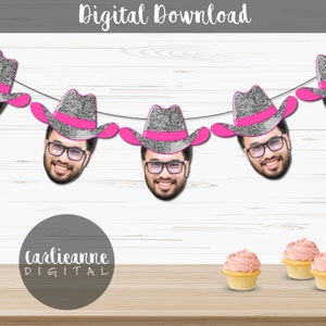 Disco Cowboy Hat Groom Face Banner for Last Rodeo Bachelorette Party, Face Decorations, Bachelorette Decorations, Western Bach Party Banner