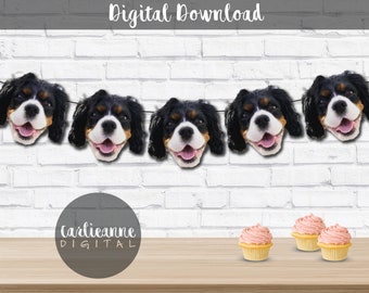 Custom Dog Face Banner, Puppy Party Garland for Pet Birthday, Digital Download