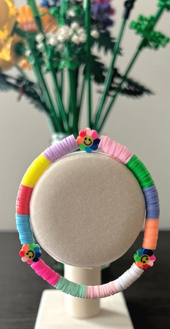Smiley colorful clay beaded bracelet