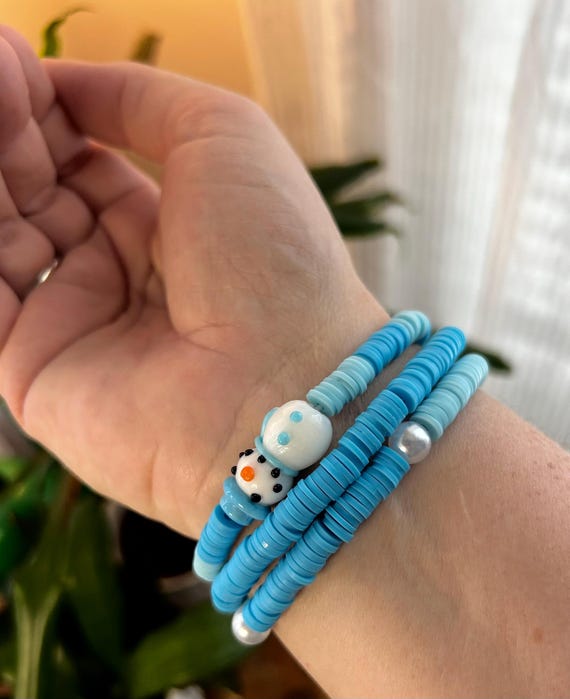 Snowman beaded bracelet set