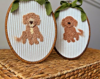 Handmade CUSTOM Any breed Pet Portrait Dog Cat Heirloom nursery gift puppy framed felted embroidered personalized lab golden doodle pointer