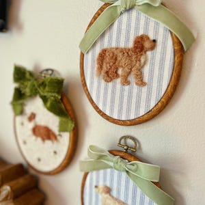 Arte personalizado hecho a mano para guardería, retrato de mascota, perro, gato, recuerdo familiar, enmarcado, fieltro de aguja, bordado, decoración personalizada para colgar en la pared, garabato