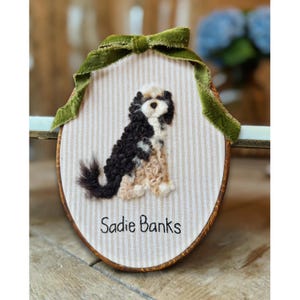 Handmade CUSTOM Pet Portrait Dog Heirloom nursery art wall hanging gift framed needle felted embroider personalize bernedoodle golden doodle