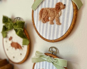 Handmade CUSTOM Any breed Pet Portrait Dog Cat Heirloom puppy framed felted embroidered personalized lab golden doodle pointer corgi nursery