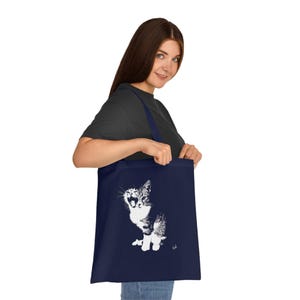 Cat Lover&#39;s Cotton Tote Bag, Eco-Friendly Shopping Bag, Cute Cat Design, Pet Lover Gift, Reusable Grocery Tote, Artsy Cat Tote