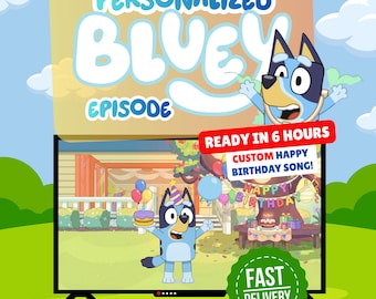 Personalized Bluey Birthday Video, Custom Voice Message, Animated Kids Party Gift Digital Download