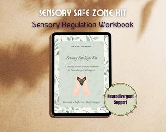 Cuaderno de trabajo de regulación sensorial para la calma neurodivergente/Kit de zona sensorial segura: diario y registro de autocontrol imprimible