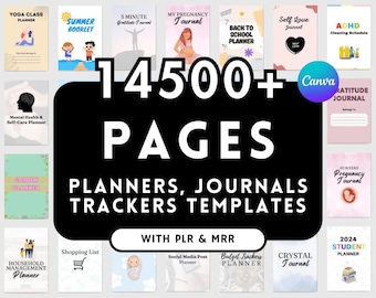 14500+ Pages PLR Canva Template Bundle, 200 Canva Templates, Planners
