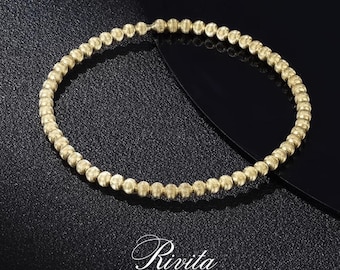 Pulsera elástica de cuentas de oro de 18 quilates de 2,9 mm, pulsera apilable con cuentas de ojo de gato.