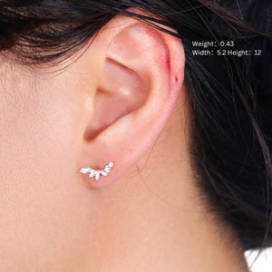 14K Solid Gold Leaf Design Stud Earrings，Real Gold Gemstones Earrings, 14K Gold Dainty Stud Earrings, Perfect Gift for Her
