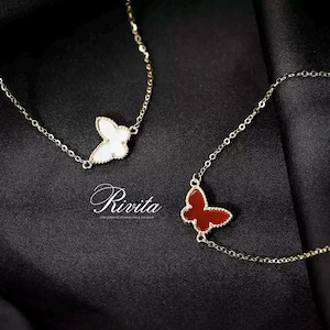 14Kゴールド マザーオブパール バタフライブレスレット、レッドアゲートチャームブレスレット、6月の誕生石ジュエリー