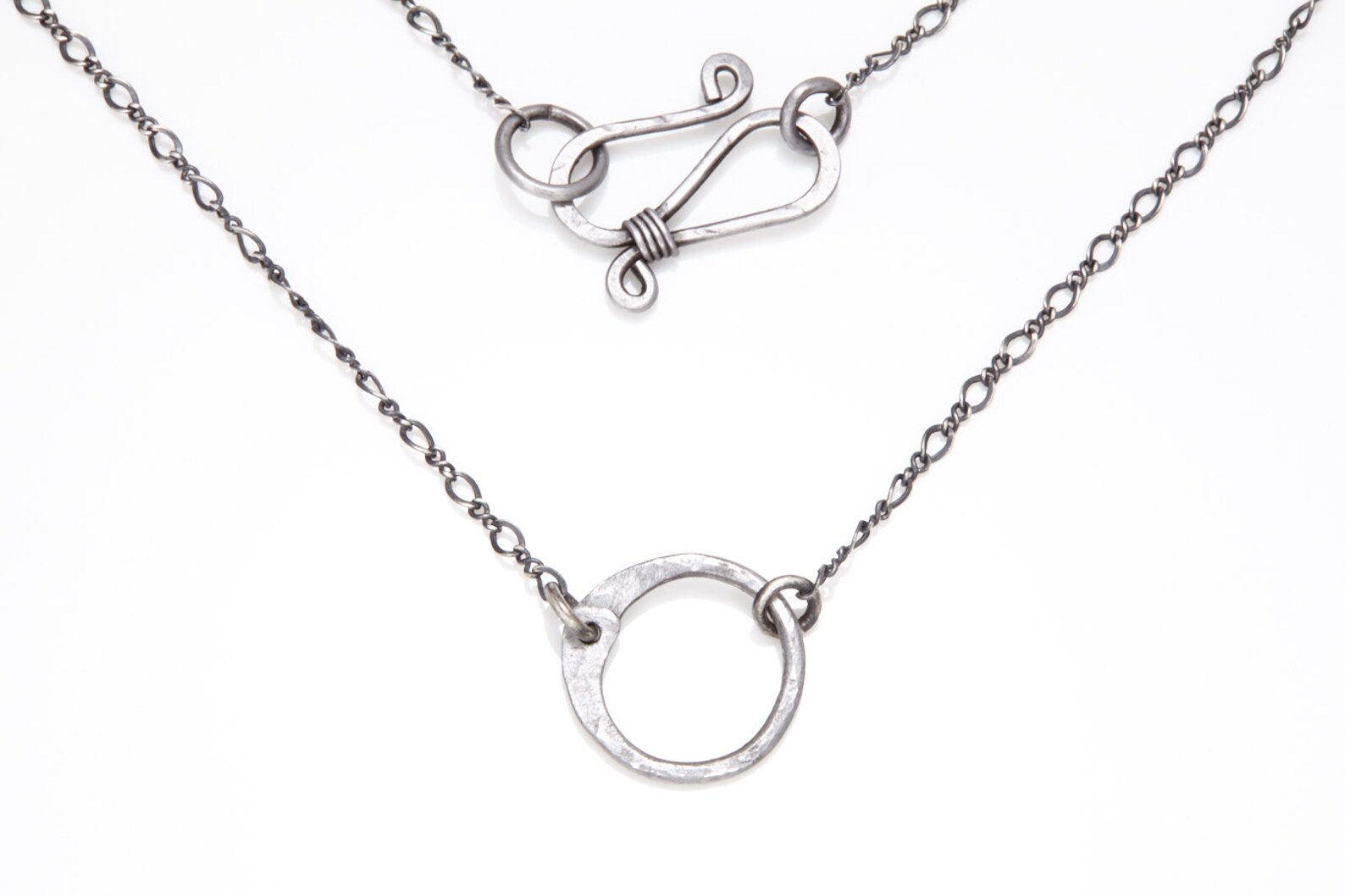 Simple Circle Necklace. Hammered Circle Necklace for Women. Etsy