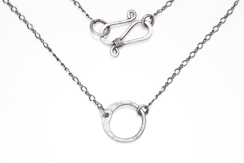 Simple Circle Necklace. Hammered Circle Necklace for Women. Etsy