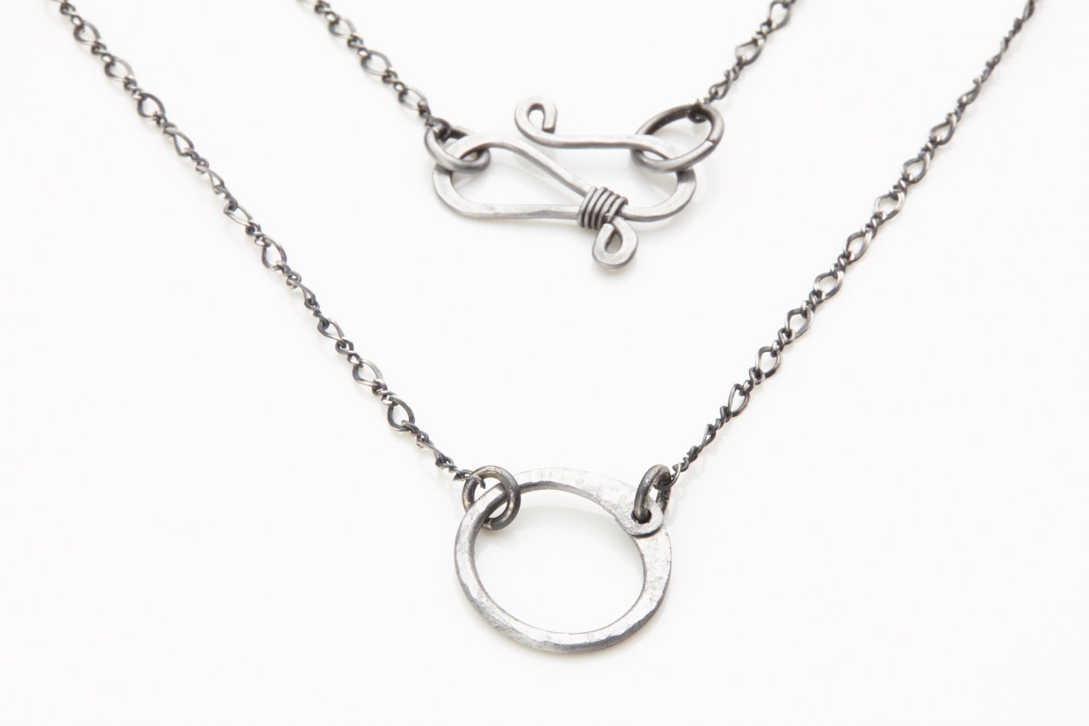 Simple Circle Necklace. Hammered Circle Necklace for Women. Etsy